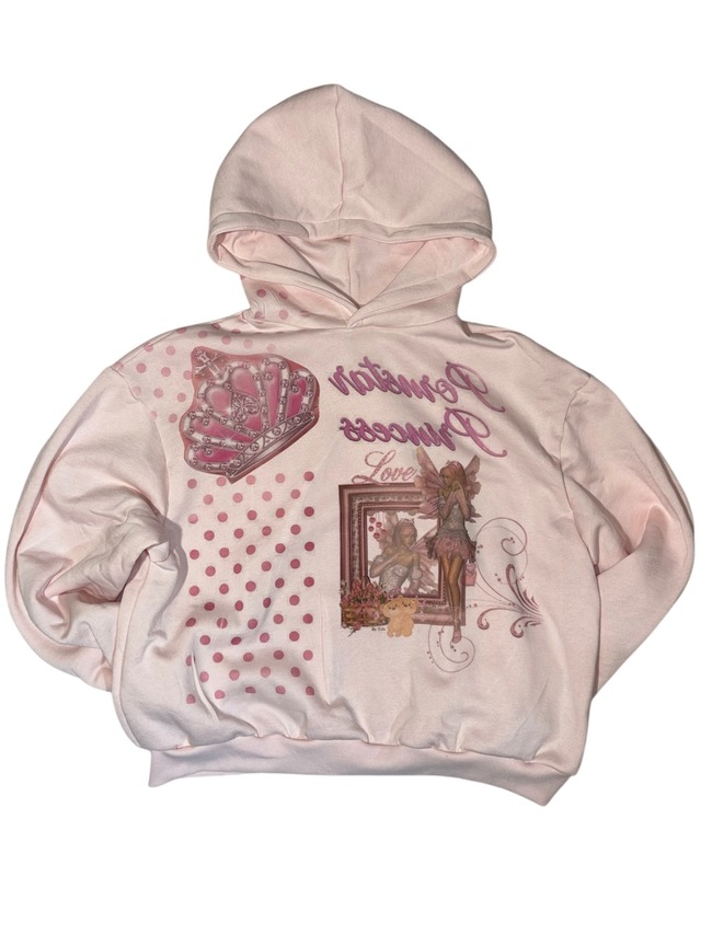 PRINTED TIARA  HOODIE   Y2K