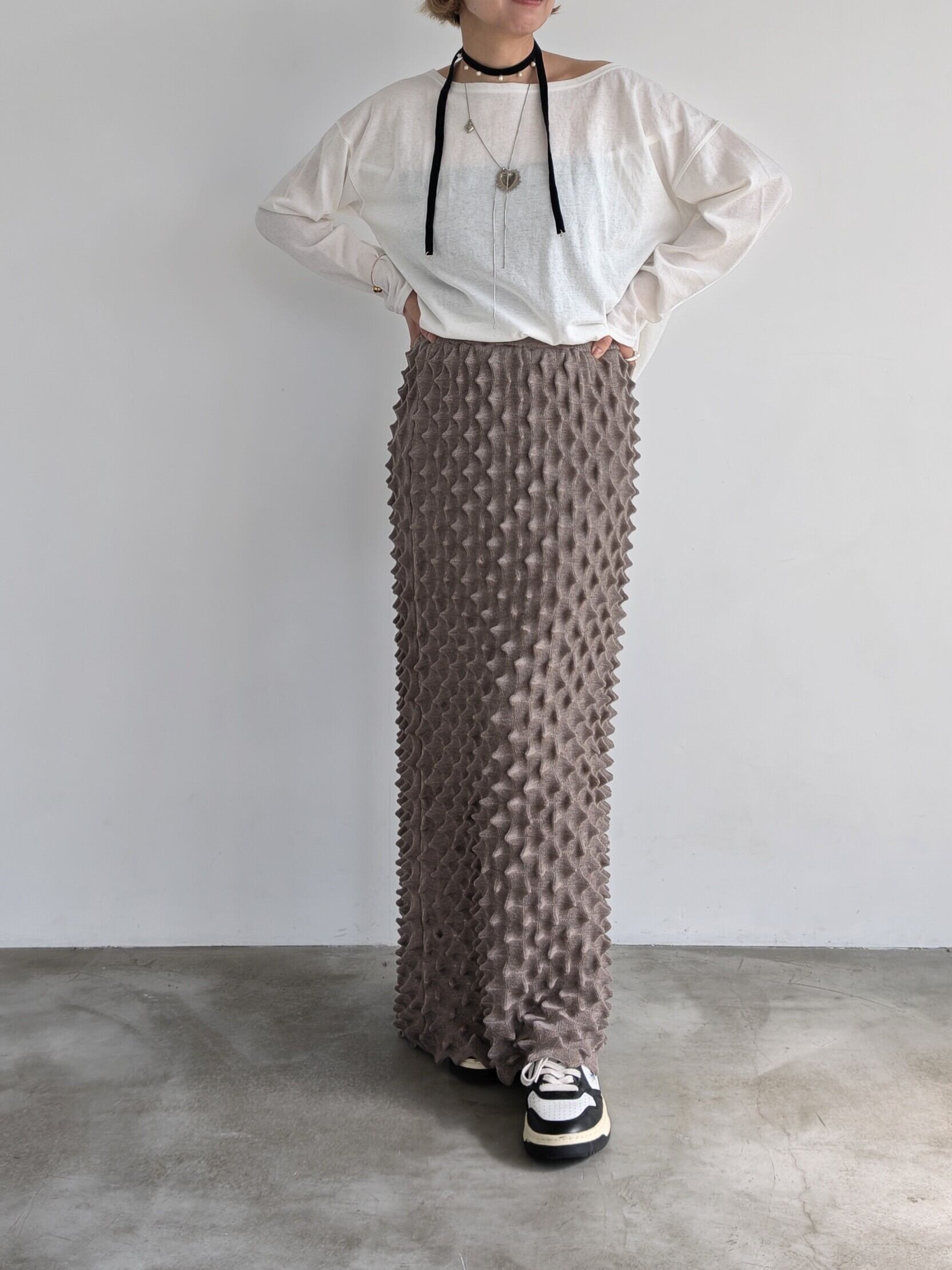 OPEN SESAME CLUB/durian long skirt ドリアン OPEN SESAME CLUB】durian long skirt greige | LIKE FOR LIKE