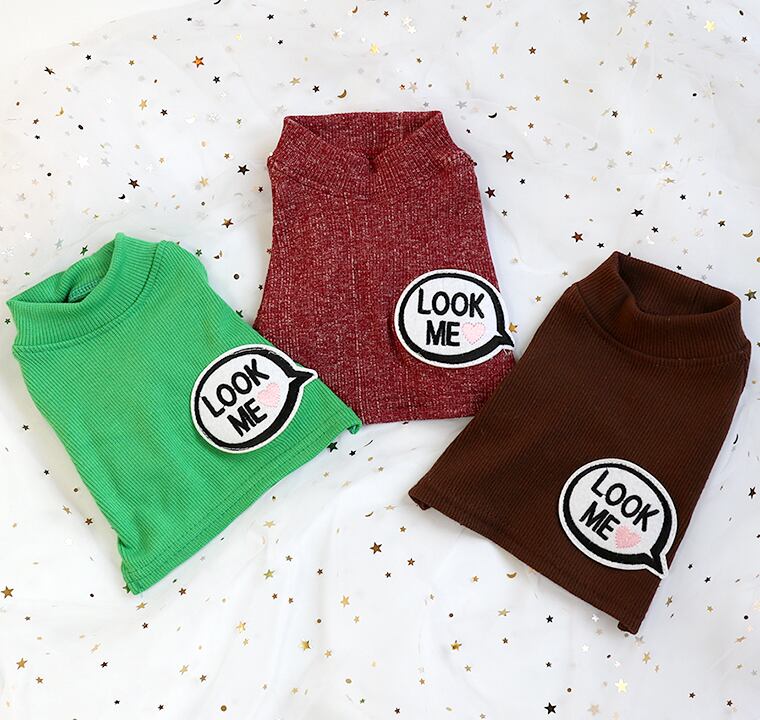 【数量限定特価】LOOKMEコーデュロイニット XS ~ XL 3color  /  犬服 長袖 ハイネック 犬の服 部屋着 室内着 小型犬 中型犬 大型犬 ドッグウェア