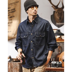 Front pocket design denim shirt C3558