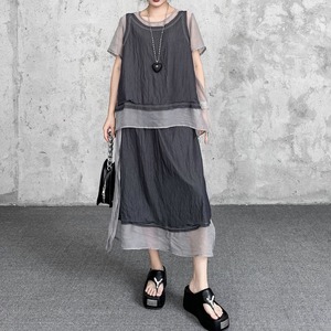 MESH LAYERED RELAXED TOP AND SKIRT SETUP M-17748