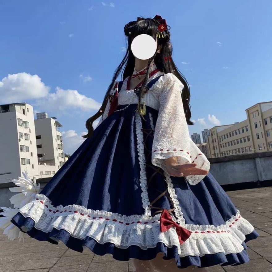 ツーピース レースシャツ ティアードスカート ロリータ ホリデー ロリータファッション通販 SEASONZ 和ロリ JSK ジャンパー