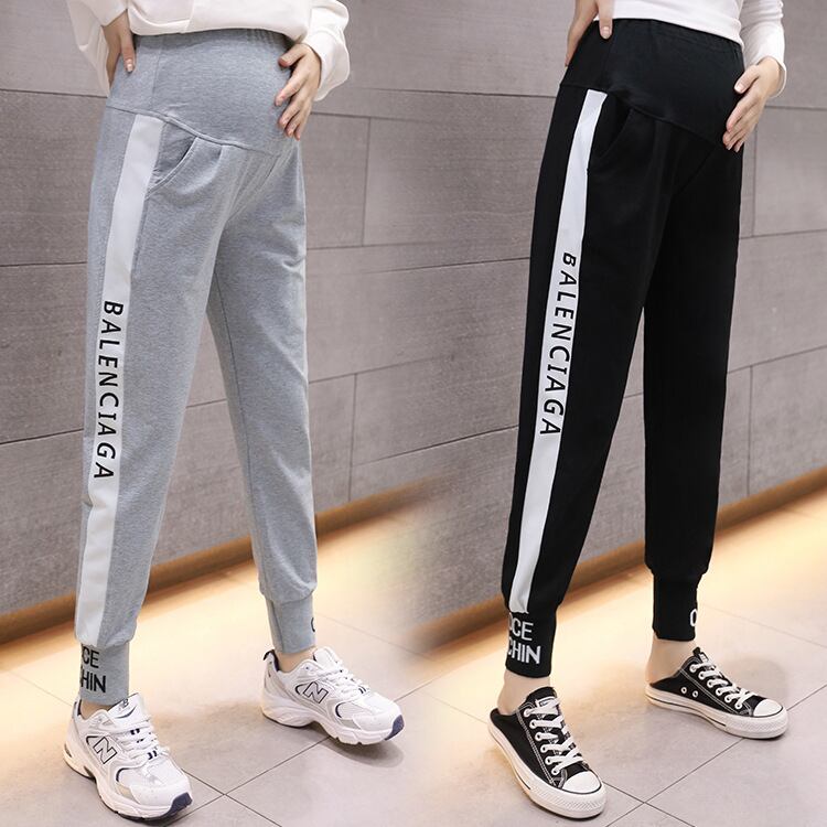 【新作】【送料無料】 マタニティウェア2020秋冬の新しいサイドリブとレッグオープニングレターバインディングパンツ、アウターウェア妊娠中の腹サポートスポーツパンツ-アリババ オータム 秋物 ウィンター 冬物 expec276056184635