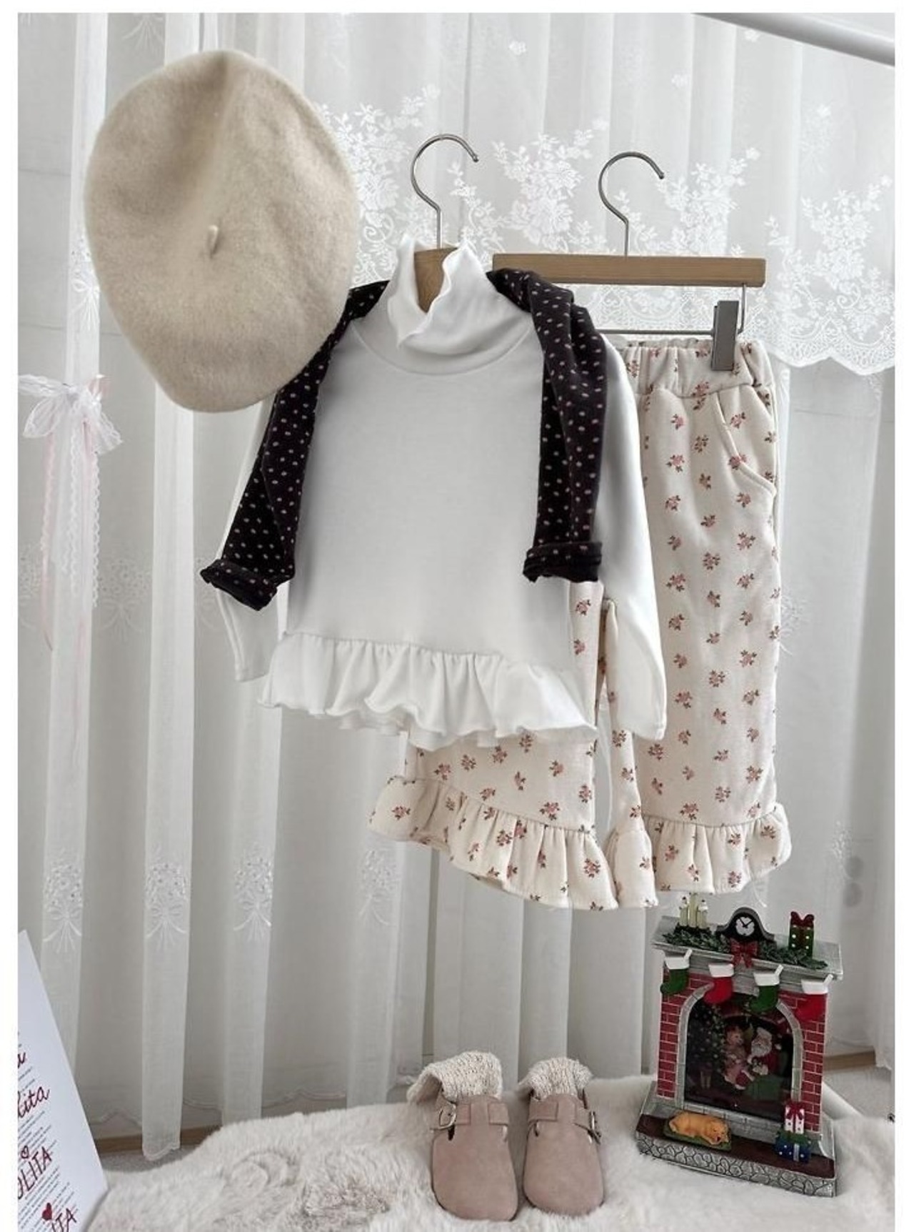 ルプティモ / le petit mo / ピーチフラワーフリルパンツ / 韓国子供服 / キッズ / 26winter〖取寄〗*XS~XL*