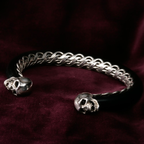 Skull & Snake Bangle with Rod-Shaped Leather