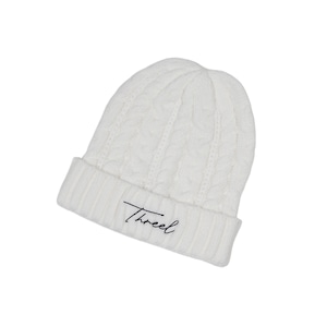 cursive Logo Cable Knit Cap WHITE (TL004-CP)