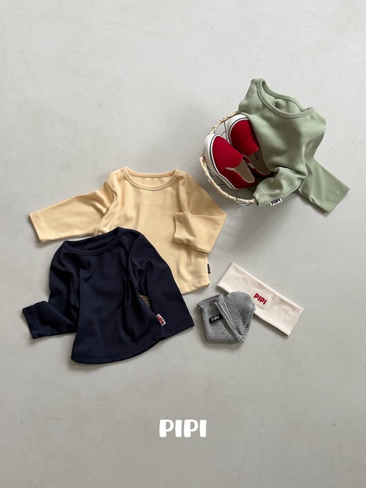 韓国子供服 / 26Autumn / 〖取寄〗pipi / ラウンドバインダーTシャツ / ベビー服 / キッズ服 *XS~M*