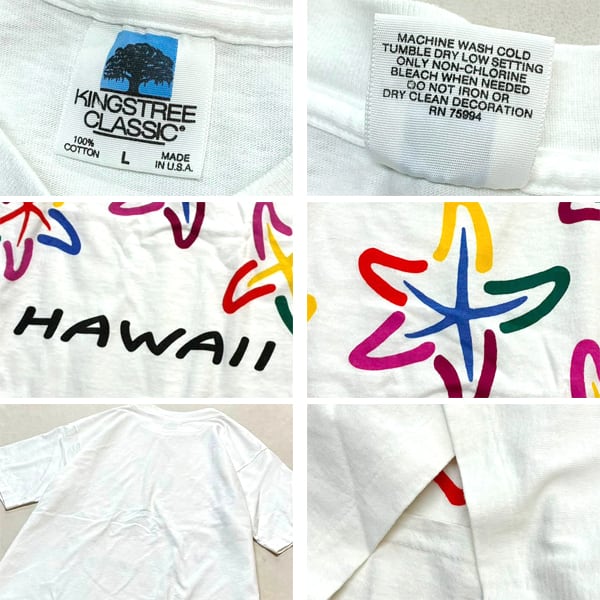 1点物◇USA製ハワイ90sビンテージ袖シングルステッチ白Tシャツ古着