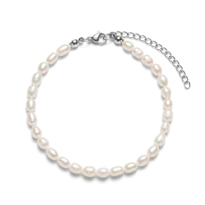 Natural freshwater pearl anklet silver