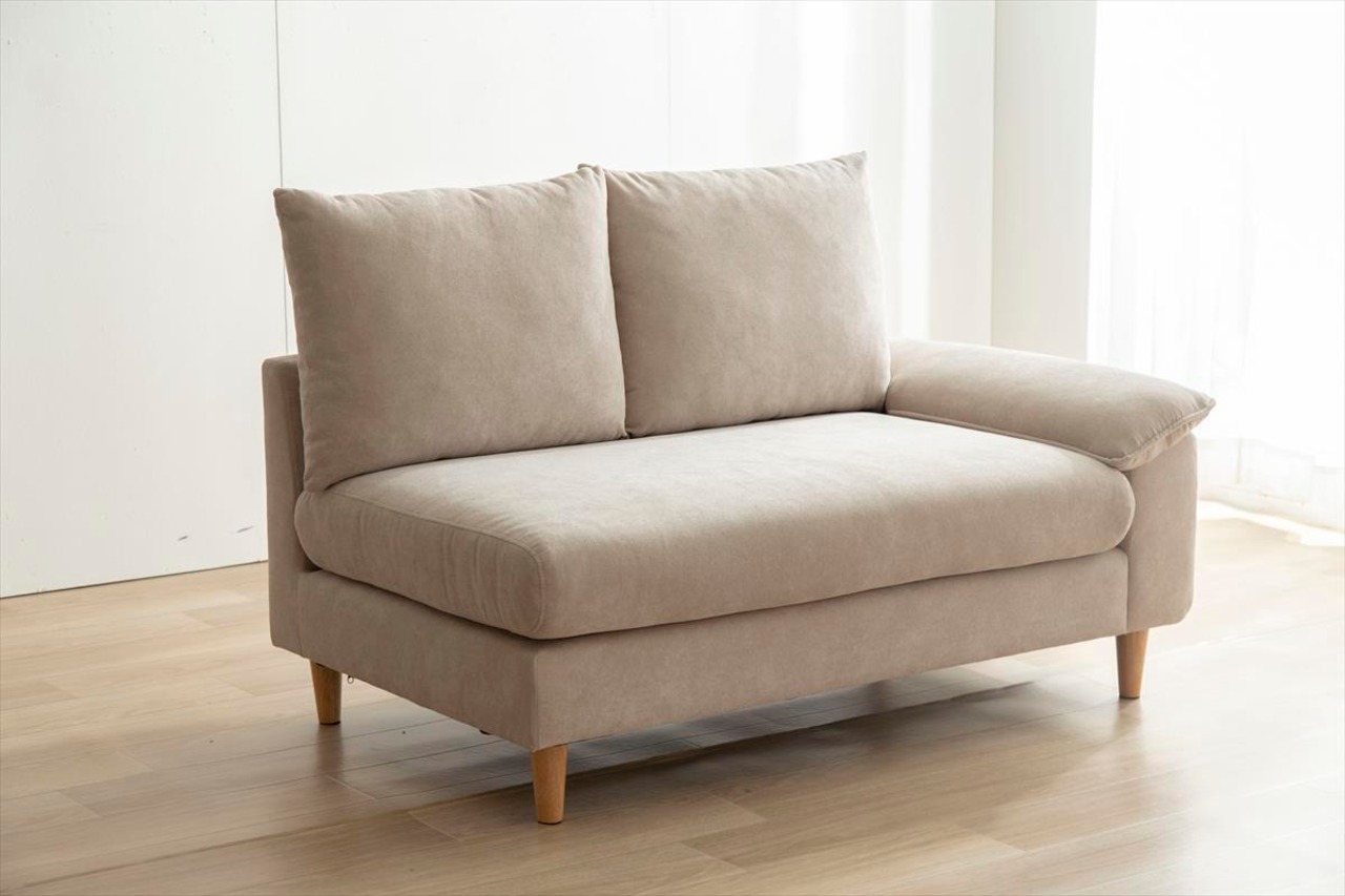 【2点セット】Mellow オットマン付き2人掛けカウチソファ