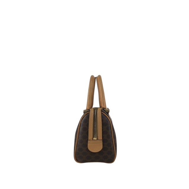 CELINE セリーヌ マカダム ハンドバッグ ブラウン PVC レザー ミニバッグ ミニボストン vintage ヴィンテージ オールド i42xbv