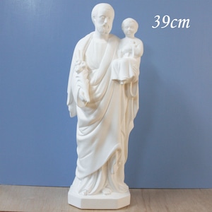 聖ヨゼフと御子像【39cm】室内用白色仕上げ