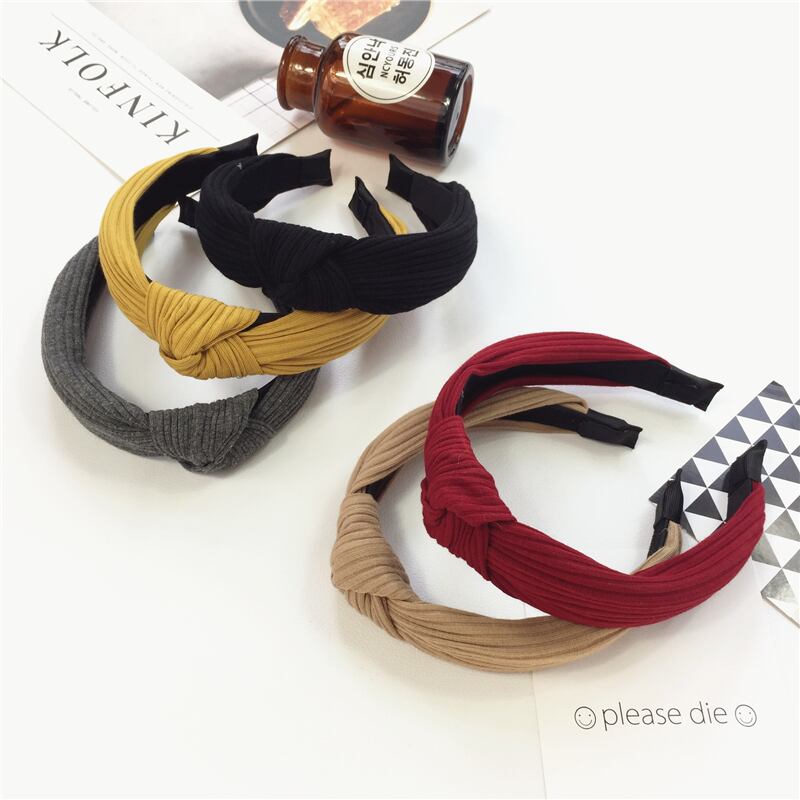 真ん中とつばの広いヘッドバンドに結び目のあるストライプが付いたサウスの新しい秋と冬のヘアアクセサリー ブラック・アイド・ピーズ58113101894