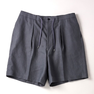 【新品】MINTENS SPENCE BRYSON Irish Linen made in ENGLAND Fabric special tuck summer shorts made in JAPAN French military M52 style / スペンスブライソン アイリッシュリネン 英国製生地を使用したタック ショーツ ハーフパンツ グレー 日本製 ゴムウエスト オリジナルブランド M-52モデル 実寸W31~33・実寸W34~36
