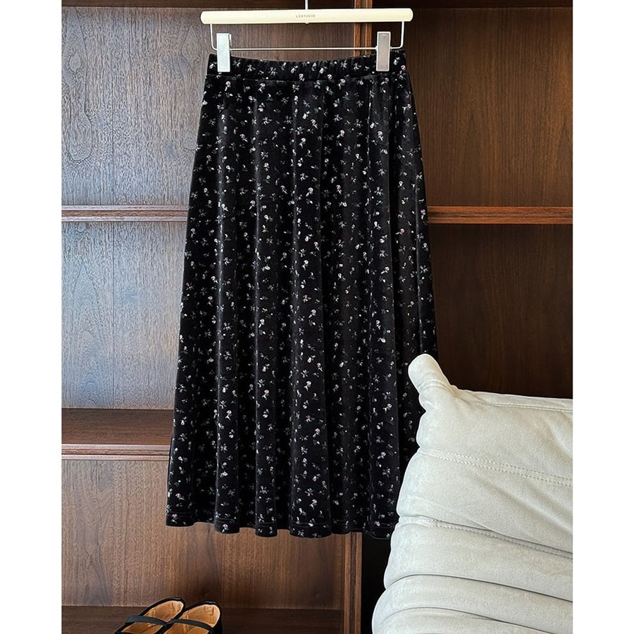 flower velor skirt j-0144