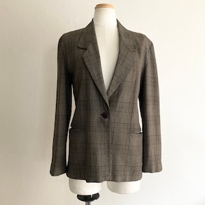 1990s Plaid Tailored Jacket / made in USA