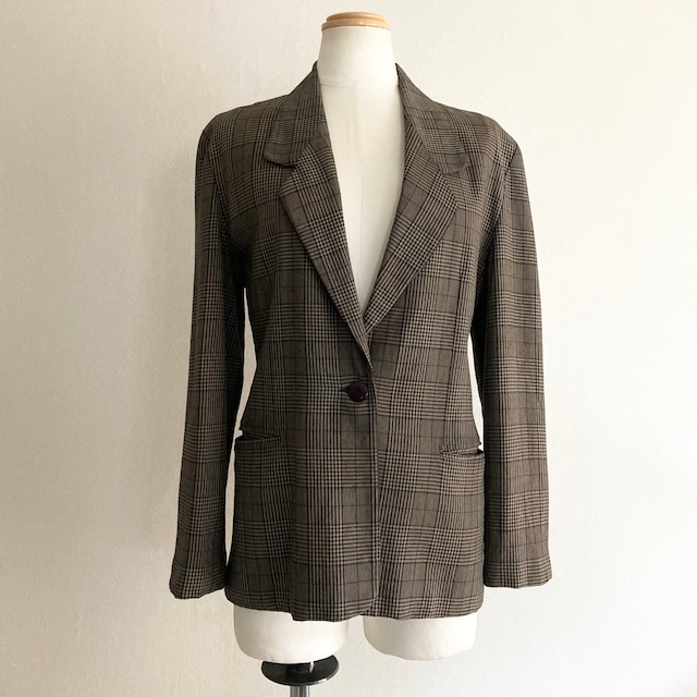 1990s Plaid Tailored Jacket / made in USA