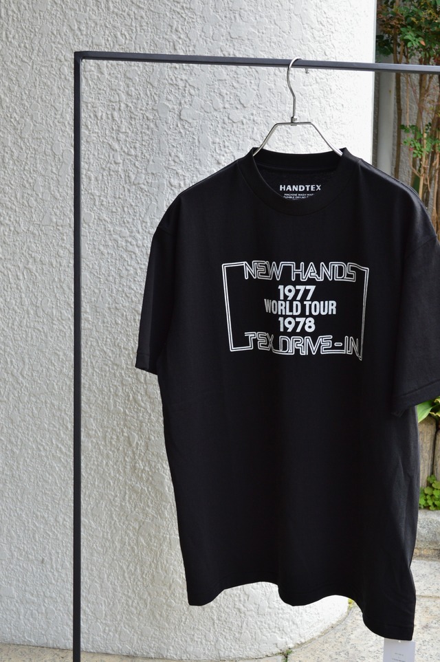 HANDTEX From USA Single Stitch 80s Revival Design Print Tee Black/NEW HANDS ハンドテックス ハンテックス Tシャツ 80s 90s 復刻プロダクト