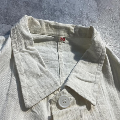 50s Au MOLINEL 刺繍タグ コットンツイル Vポケット フレンチワークジャケット 詳細写真7