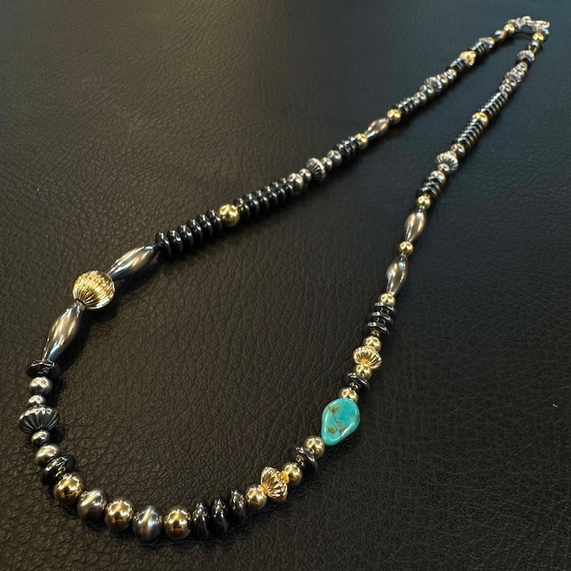 ブライト(Bright)ネックレス(Wave S Hematite)ターコイズ 55cm