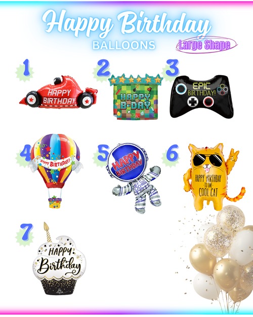 【Cool シリーズ 選べるデザイン】Happy Birthday Large Shape