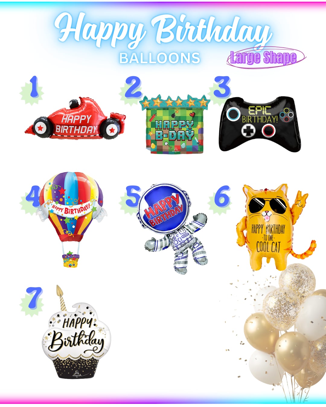 【Cool シリーズ 選べるデザイン】Happy Birthday Large Shape