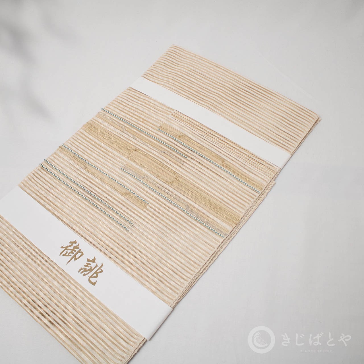 正絹絽 練色に山藍摺の夏なごや