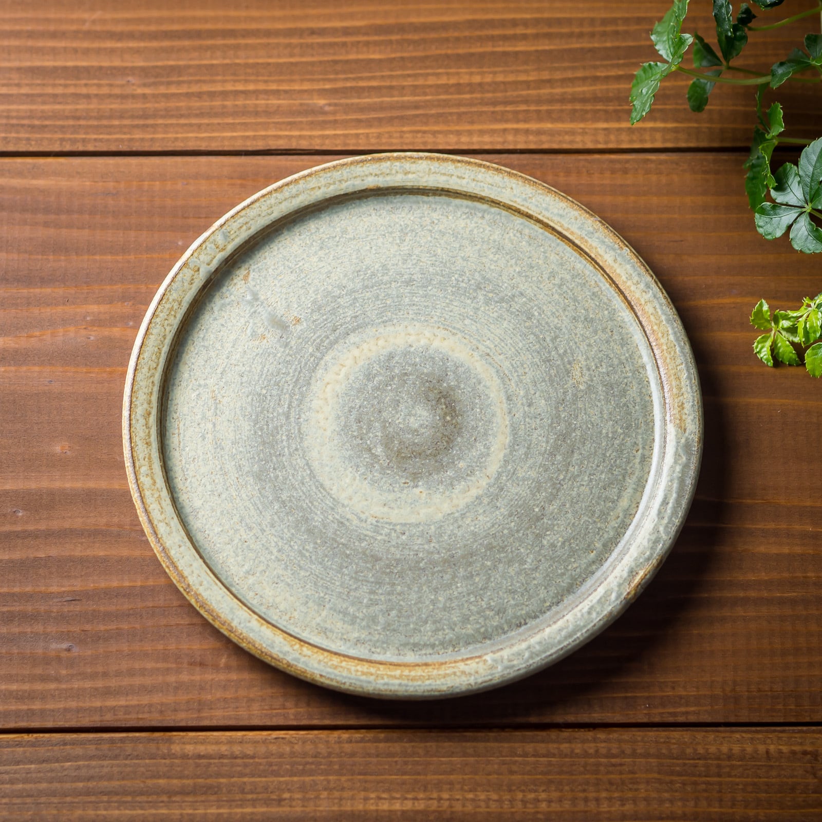 錆浅葱 6寸リムプレート（フラットプレート・中皿・平皿）／吉永哲子