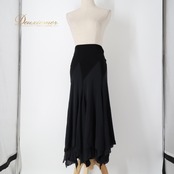 社交ダンス 衣装 スカート ブラック系 チャコット ダンススポーツ Chacott Dance Sport レッスン 練習 レッスンウェア 練習着 スリット 黒 無地 チュール かわいい 華やか おしゃれ 上品 大人っぽい 軽やか ふんわり 日本製 レディース ダンス衣装 スポーツウェア おしゃれスカート ブラックスカート スリットスカート フレアスカート