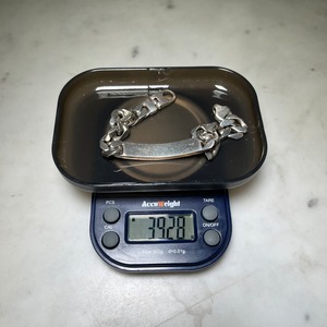 silver flat link chain ID bracelet