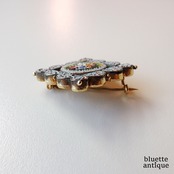 イタリアアンティーク マイクロモザイク フラワー ブローチ【スクエア】