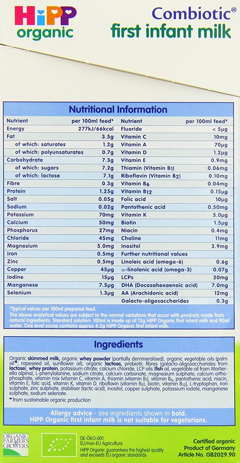 800g 6個セット・0カ月から] HiPP(ヒップ)organic COMBIOTIC