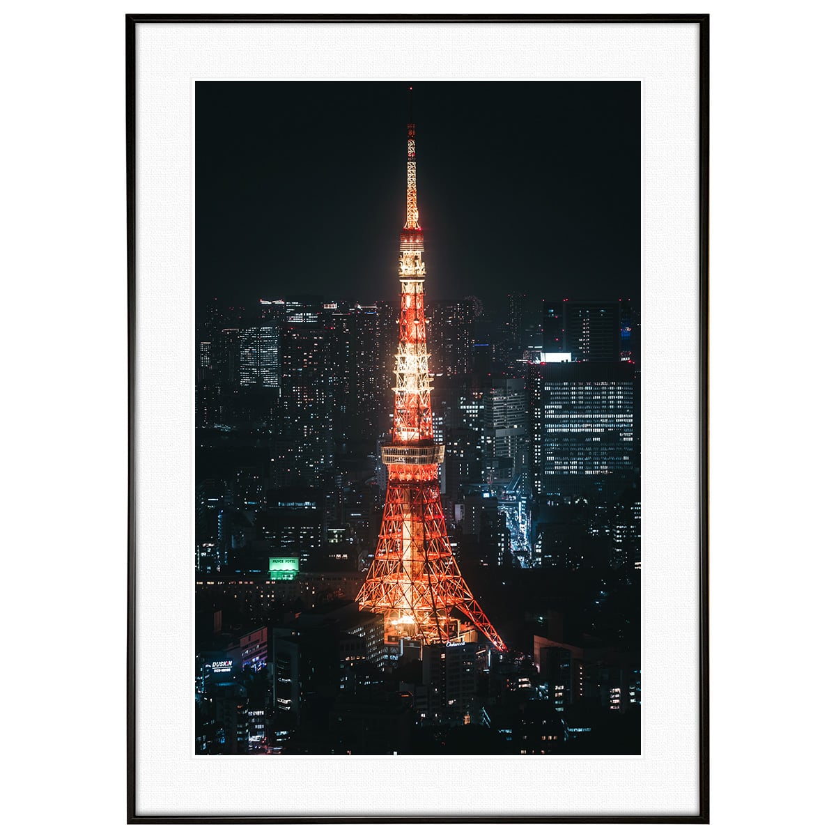 東京駅の夜景 アクリル画（木枠入り） 夜景写真 日本 東京タワー インテリアアートポスター額装 AS0498