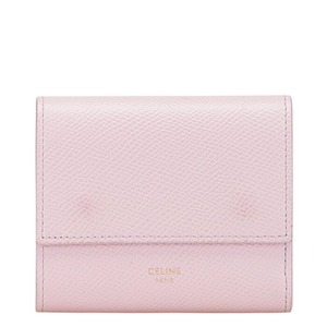 セリーヌ スモールトリフォールド 三つ折り財布 ピンク レザー レディース CELINE 【中古】