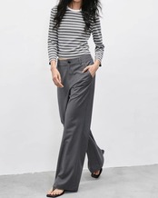 Cropped long sleeve border T-Shirt L0069