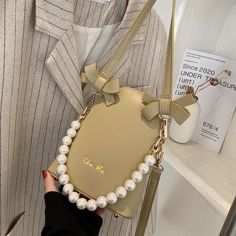 スタイルレッドパールチェーン 真珠 メッセンジャーバッグ Tiancai_Wing_Bag66108218318