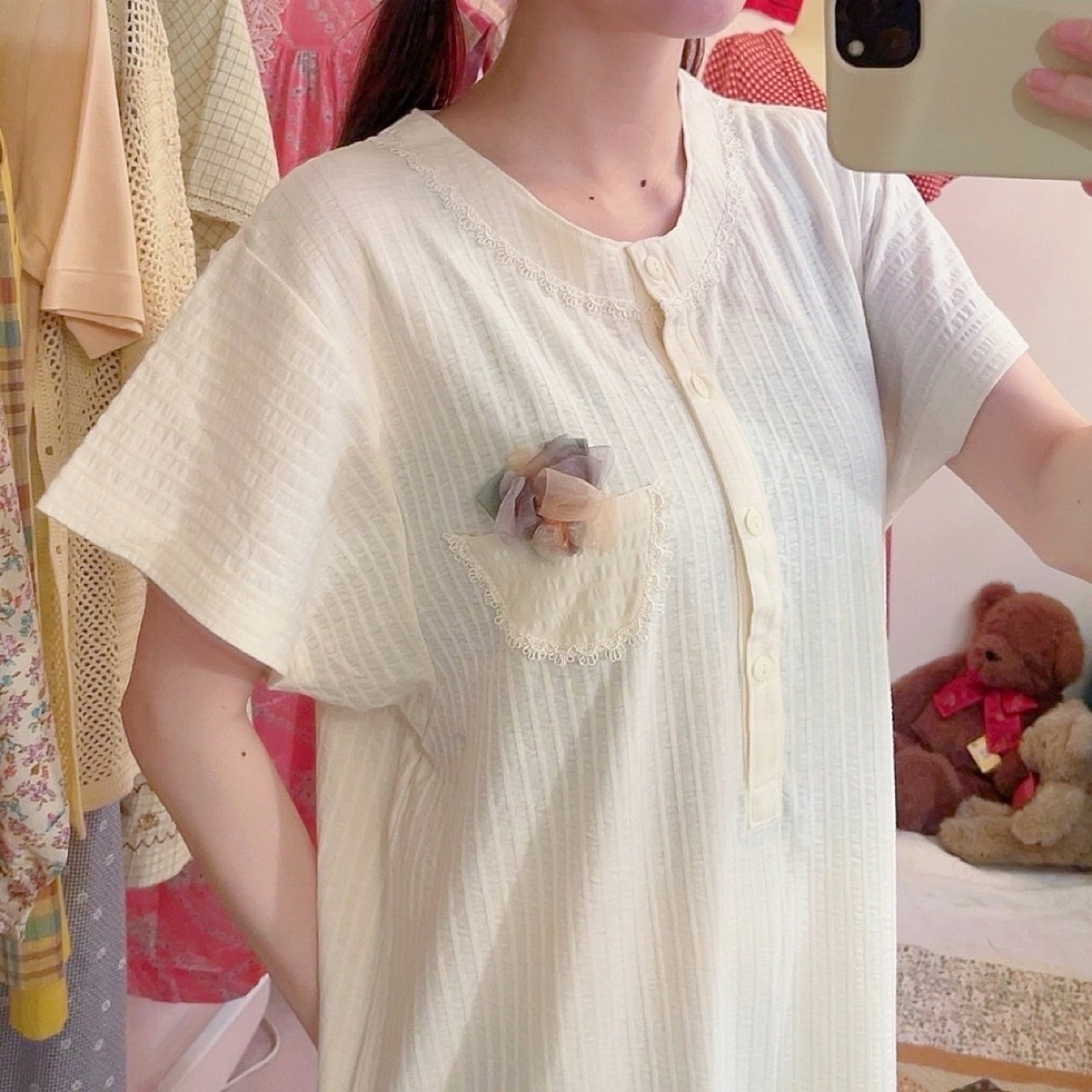 flower pocket neglige one-piece