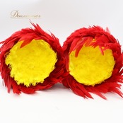 フラダンス ウリウリ マラカス 小物 レッド系 楽器 一体型 赤 黄 茶 羽根 ケース セット ケース付き 鮮やか 舞台 イベント ステージ 民族舞踏 ダンス小物 イエロー系 ブラウン系