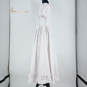 【フラダンス衣装】薄ピンク ワンピース ドレス ハイビスカス柄 マイレ柄 フリル 華やか ハワイアンプリント アロハ かわいい