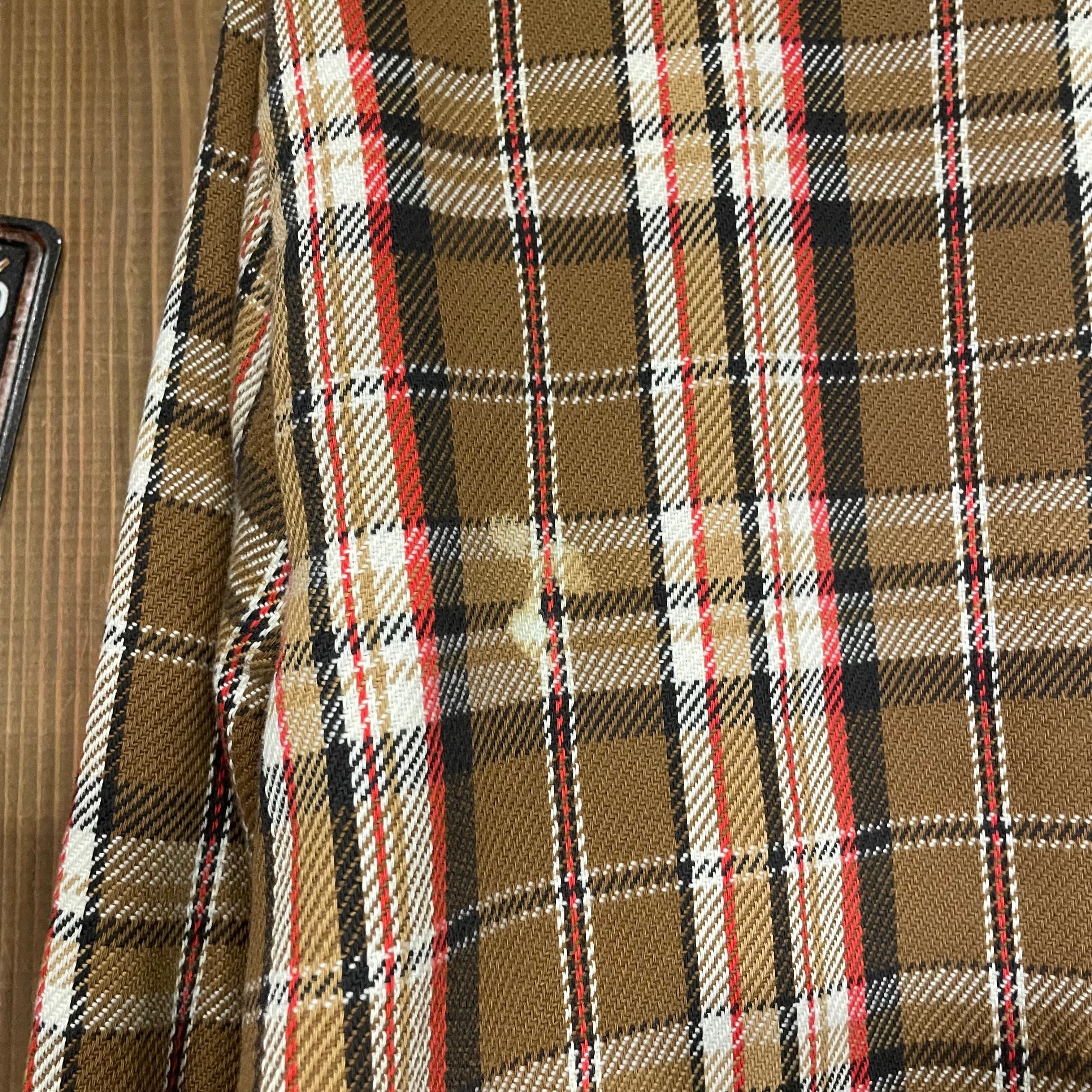 60s USA製 ネルシャツ ヴィンテージ 長袖シャツ チェック柄 ブラウン