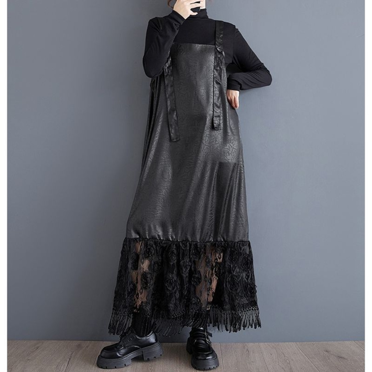 レース切替 サスペンダースカート 00114