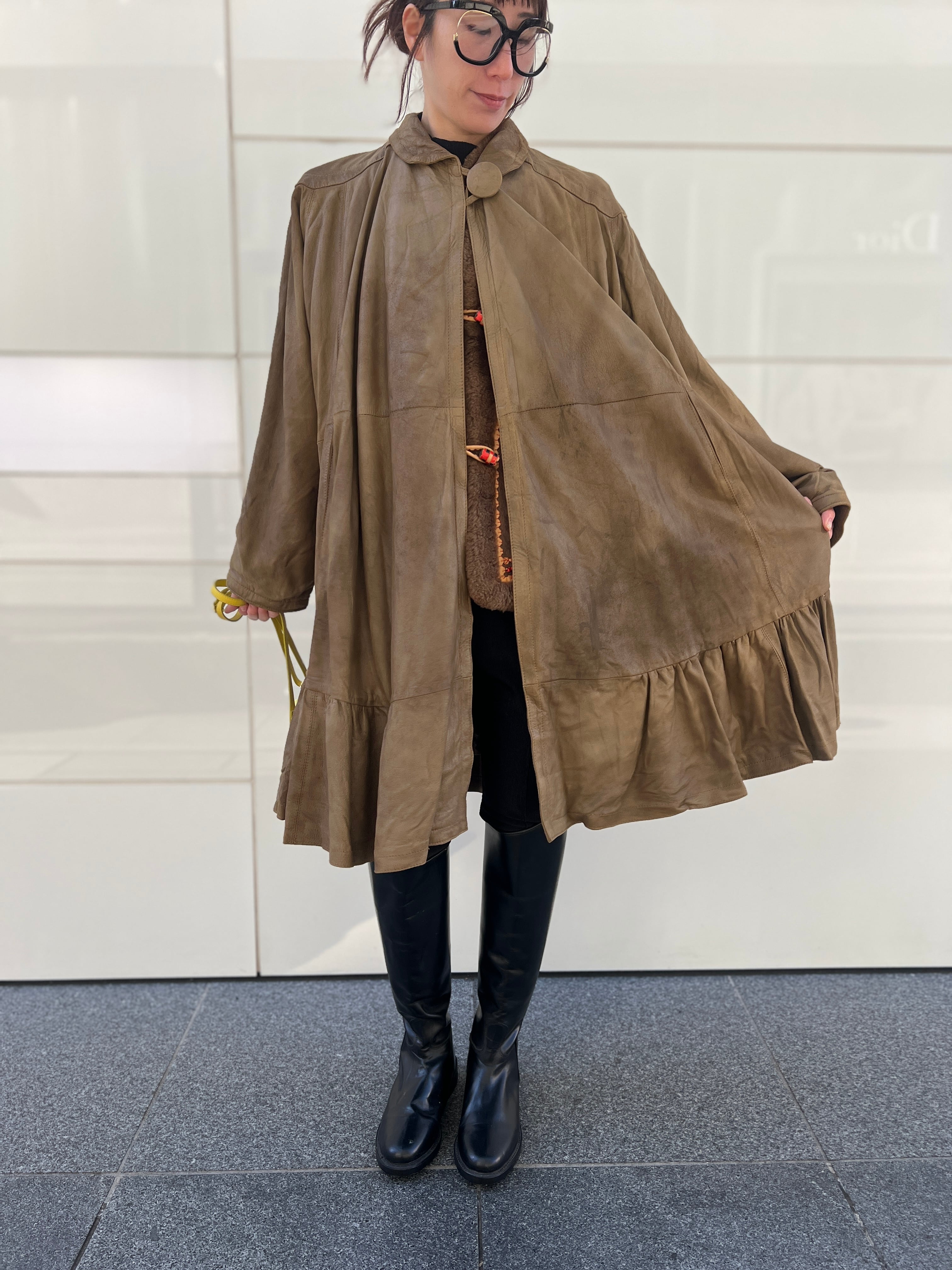 80s Euro brown leather Coat