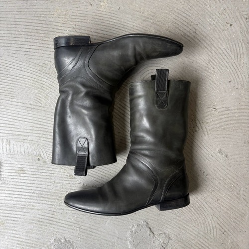 HUGO BOSS / Black leather harness boots