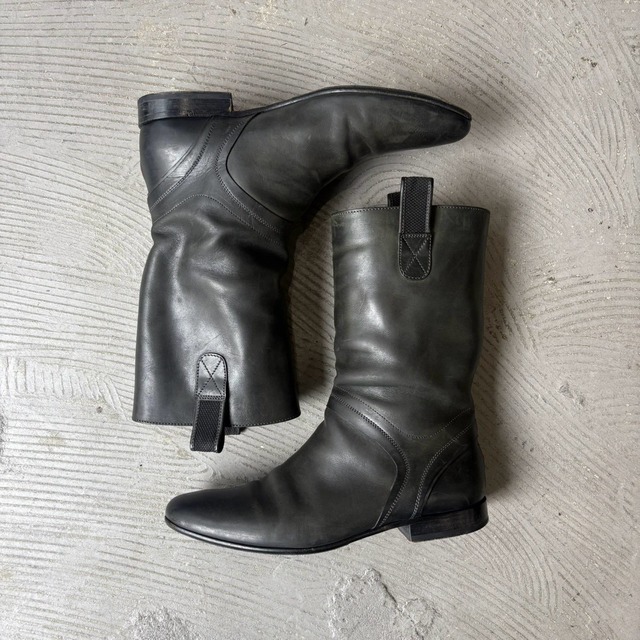HUGO BOSS / Black leather harness boots