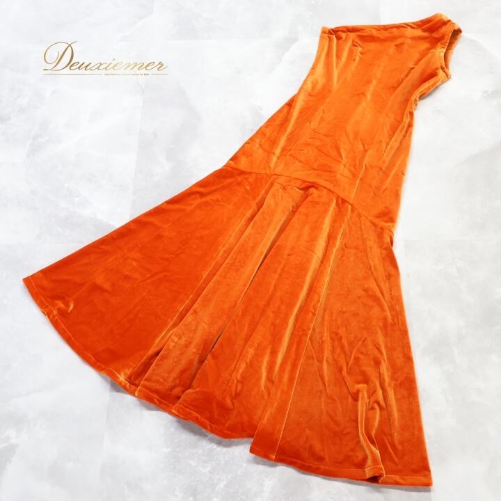 フラダンス 衣装 ワンピース ドレス オレンジ系 マーメイドライン フラ