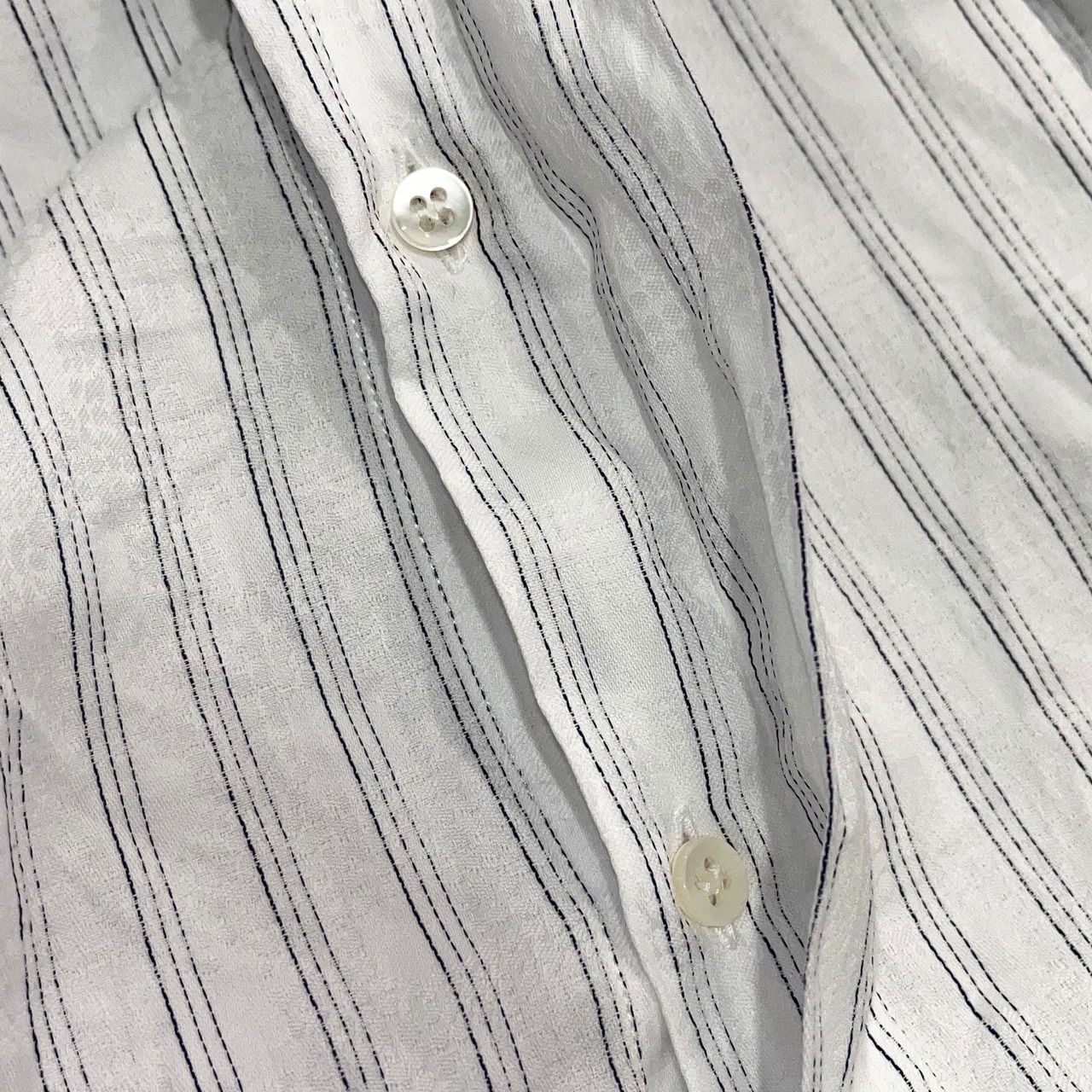 vintage GIANNI VERSACE woven cotton shirt "stripe × dot"