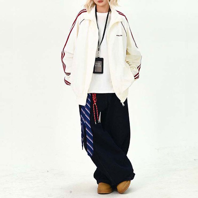 ラインフルジップラグランブルゾン 2col   R01473