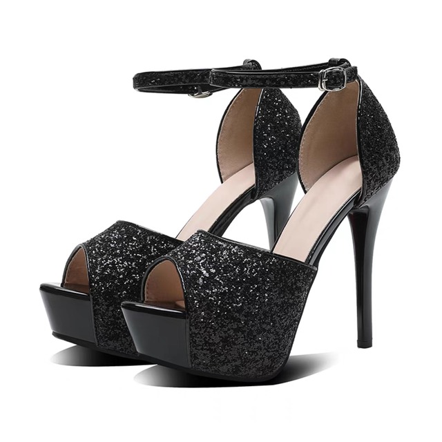 グリッター仕上げプラットフォームハイヒール【2color】◇MD0061