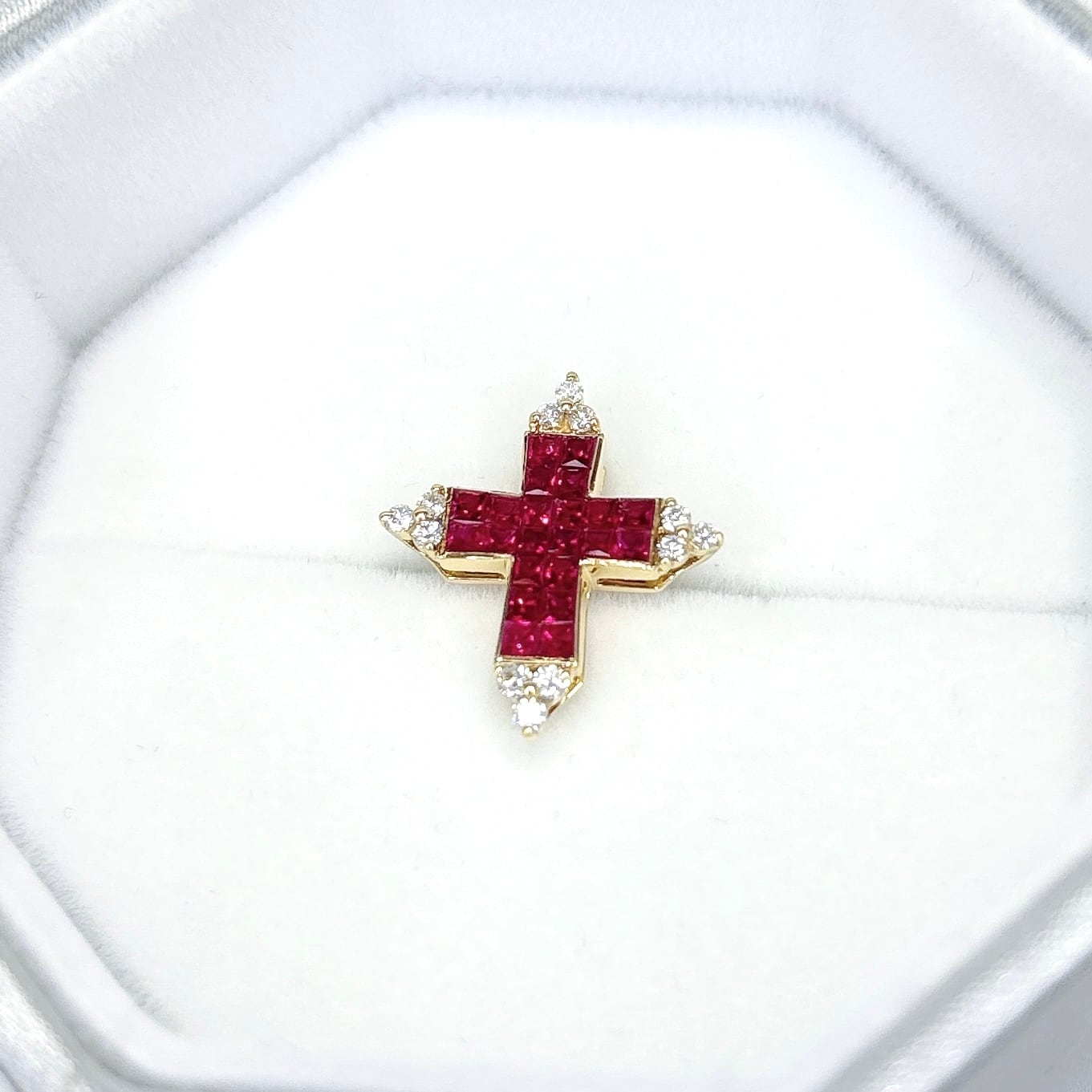 K18 YG 4.2g ルビー 0.28ct ダイヤ 0.06ct プチ ネックレス 40cm K18YG 