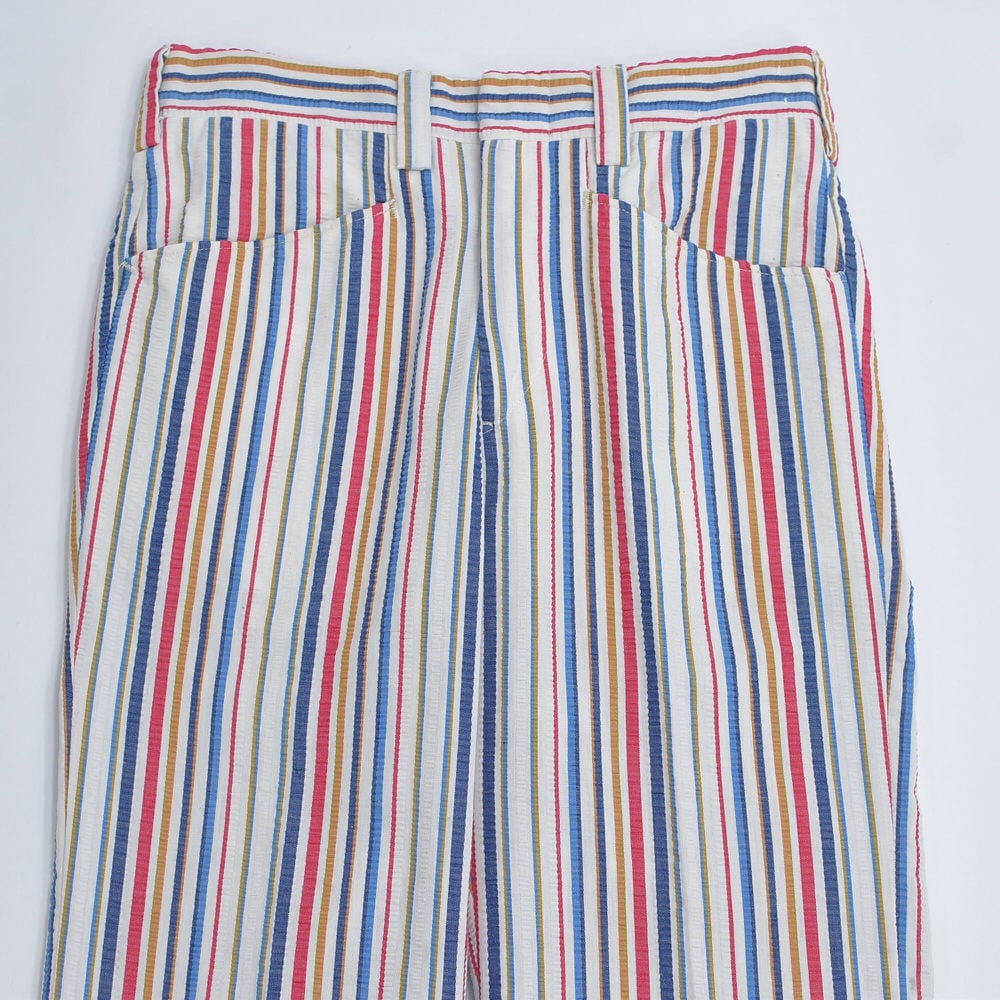 70s Vintage マルチストライプ シアサッカー スラックス TALONジップ